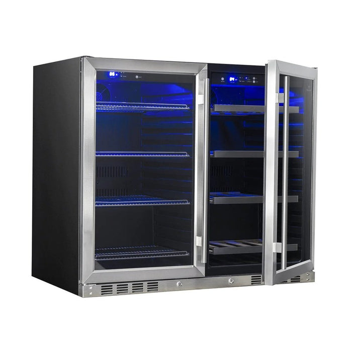 KingsBottle KBU28LRX-SS 39 Inch Under Counter Wine And Beer Fridge Combo