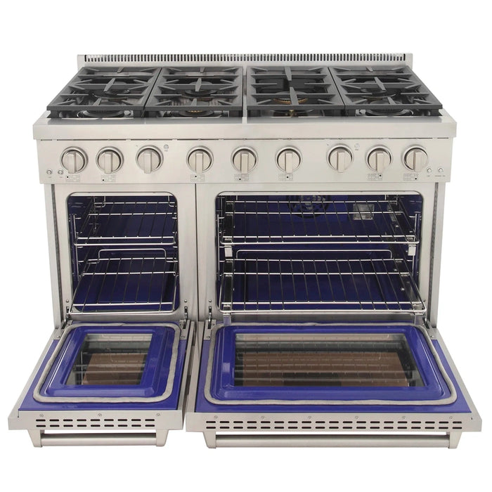 Kucht Professional 48-Inch 6.7 cu. ft. Propane Gas Range in Light Blue with True Simmer Burners (KFX4800X/LP-LB)