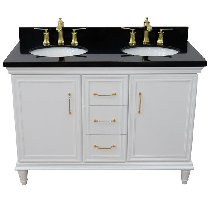 Bellaterra Home Forli 49" Double vanity in White finish with Black galaxy and oval sink