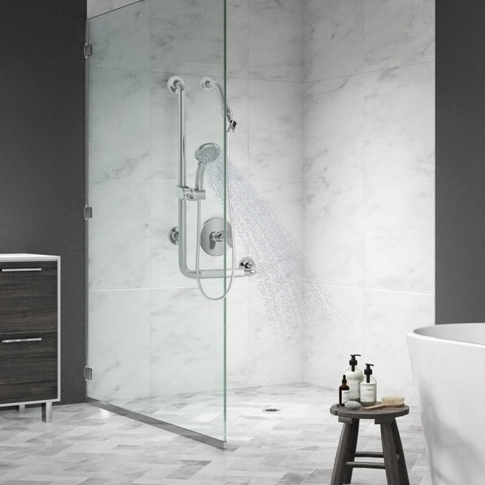 PULSE ShowerSpas Aging In ErgoSlideBar Stainless Steel Polished - Left