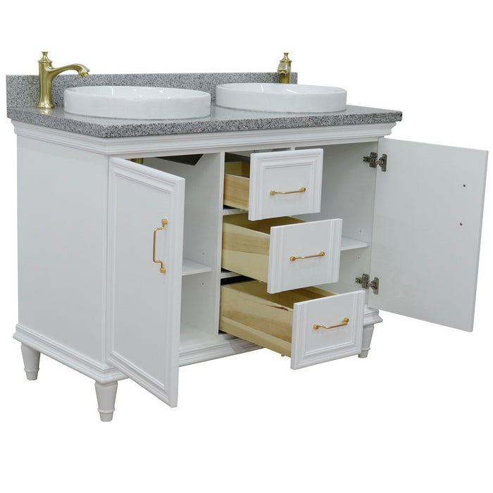 Bellaterra Home Forli 49" Double vanity in White finish with Gray granite and round sink