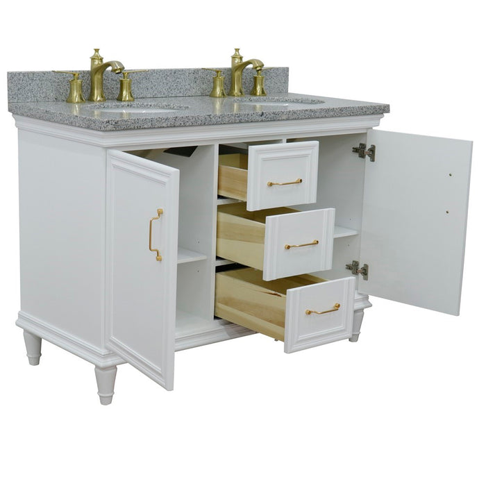 Bellaterra Home Forli 49" Double vanity in White finish with Gray granite and oval sink