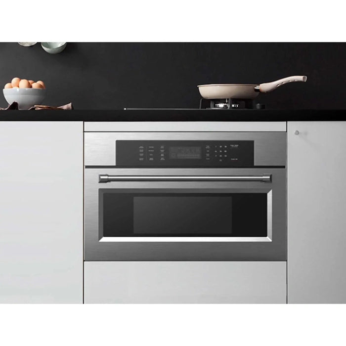 Kucht 5-Piece Appliance Package - 30-Inch Natural Gas Range with 4.2 Cu. Ft. Oven, 36-Inch Refrigerator with Water Dispenser, Dishwasher, Microwave Wall Oven & Under Cabinet Range Hood in Stainless Steel
