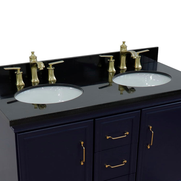 Bellaterra Home Forli 49" Double vanity in Blue finish with Black galaxy and oval sink