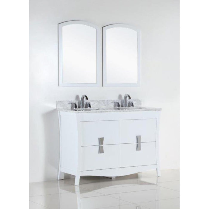 Bellaterra Home 48 in. Double sink vanity with white Carrara top