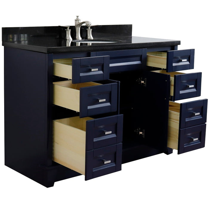 Bellaterra Home Terni  49" Single sink vanity in Blue finish with Black galaxy granite and oval sink