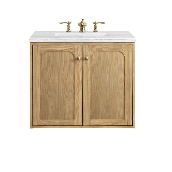 James Martin Vanities Laurent 30" Single Vanity, Light Natural Oak w/ 3 CM Arctic Fall Top