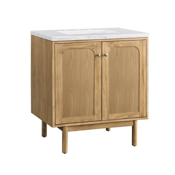 James Martin Vanities Laurent 30" Single Vanity, Light Natural Oak w/ 3 CM Arctic Fall Top