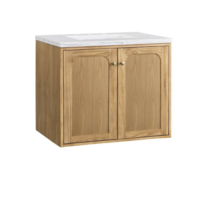 James Martin Vanities Laurent 30" Single Vanity, Light Natural Oak w/ 3 CM Arctic Fall Top