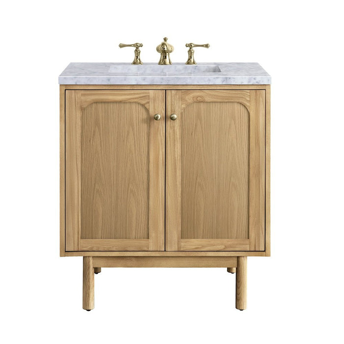 James Martin Vanities Laurent 30" Single Vanity, Light Natural Oak w/ 3 CM Carrara Marble Top