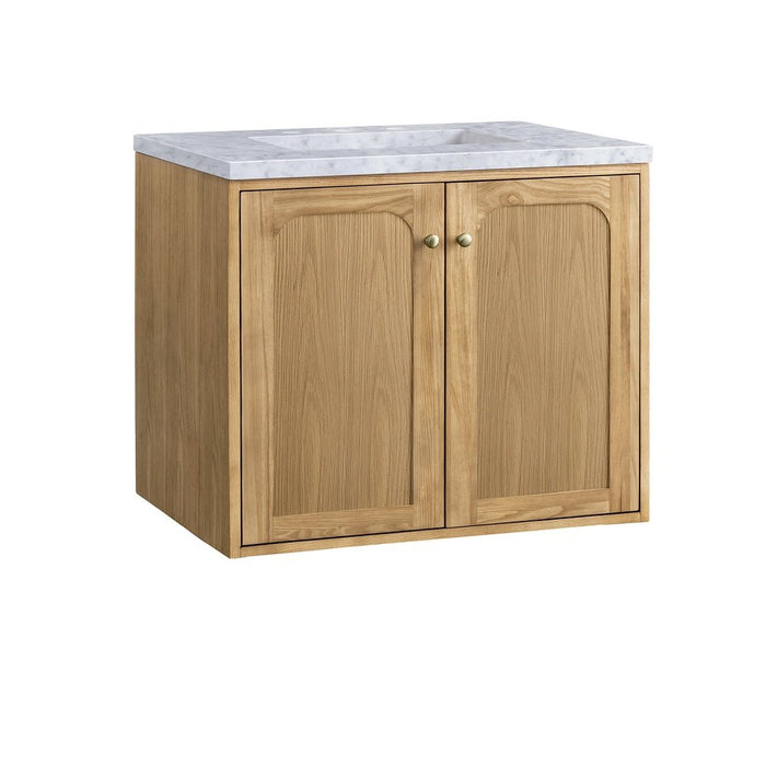 James Martin Vanities Laurent 30" Single Vanity, Light Natural Oak w/ 3 CM Carrara Marble Top