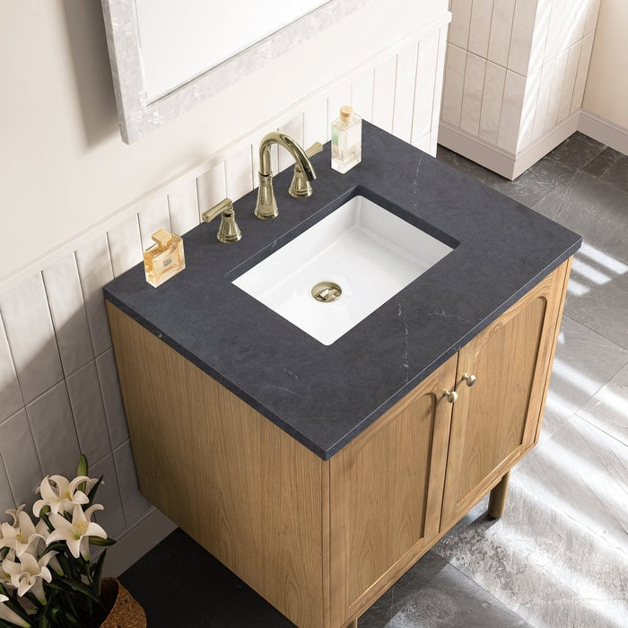 James Martin Vanities Laurent 30" Single Vanity, Light Natural Oak w/ 3 CM Charcoal Soapstone Top