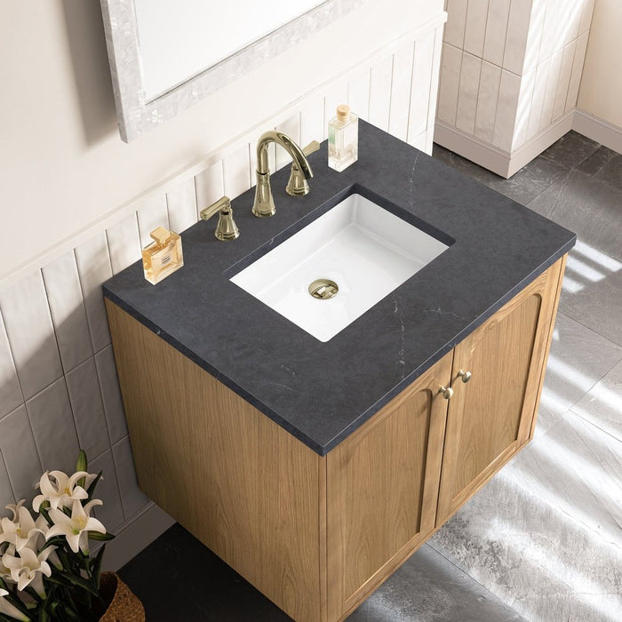 James Martin Vanities Laurent 30" Single Vanity, Light Natural Oak w/ 3 CM Charcoal Soapstone Top