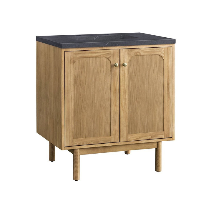 James Martin Vanities Laurent 30" Single Vanity, Light Natural Oak w/ 3 CM Charcoal Soapstone Top