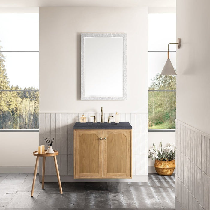 James Martin Vanities Laurent 30" Single Vanity, Light Natural Oak w/ 3 CM Charcoal Soapstone Top