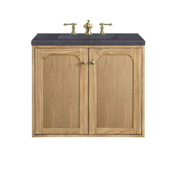 James Martin Vanities Laurent 30" Single Vanity, Light Natural Oak w/ 3 CM Charcoal Soapstone Top