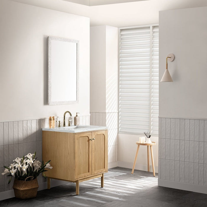 James Martin Vanities Laurent 30" Single Vanity, Light Natural Oak w/ 3 CM Ethereal Noctis Top