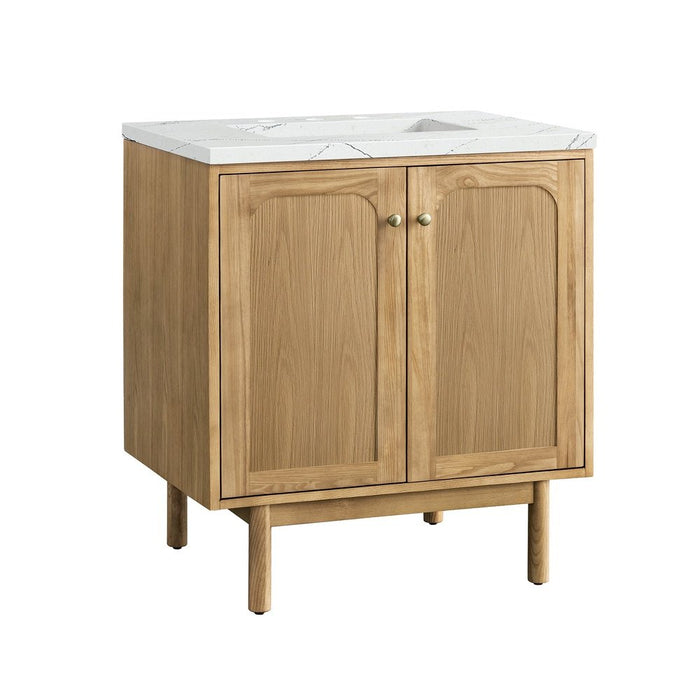 James Martin Vanities Laurent 30" Single Vanity, Light Natural Oak w/ 3 CM Ethereal Noctis Top