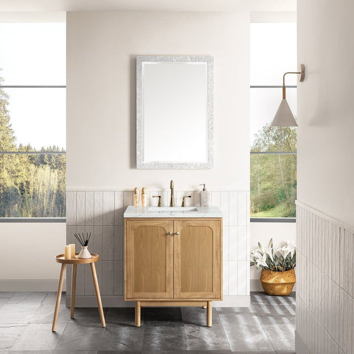 James Martin Vanities Laurent 30" Single Vanity, Light Natural Oak w/ 3 CM Ethereal Noctis Top