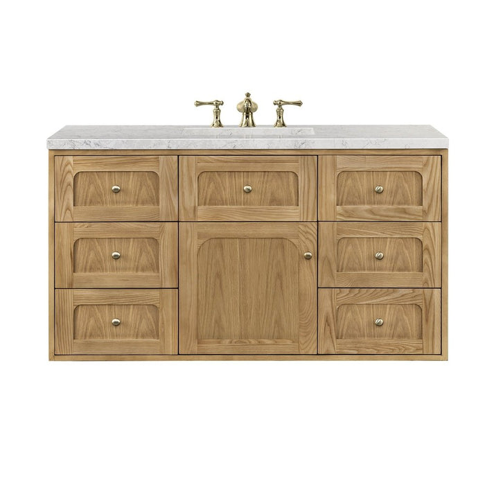 James Martin Vanities Laurent 48" Single Vanity, Light Natural Oak w/ 3 CM Eternal Jasmine Pearl Top