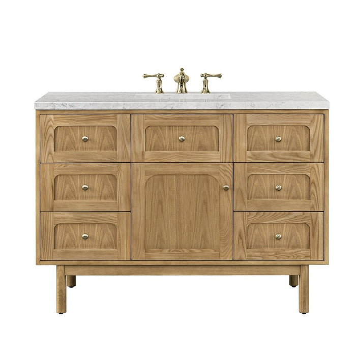 James Martin Vanities Laurent 48" Single Vanity, Light Natural Oak w/ 3 CM Eternal Jasmine Pearl Top