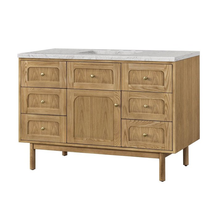 James Martin Vanities Laurent 48" Single Vanity, Light Natural Oak w/ 3 CM Eternal Jasmine Pearl Top