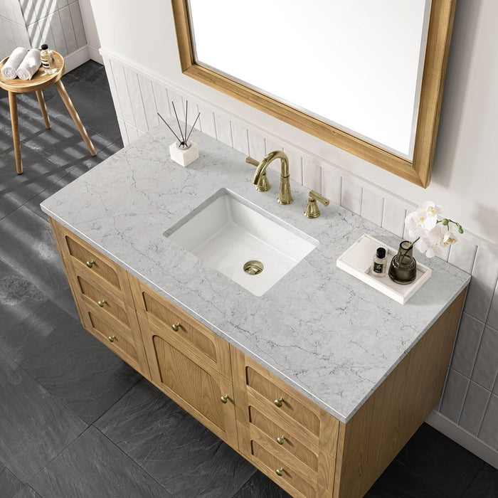 James Martin Vanities Laurent 48" Single Vanity, Light Natural Oak w/ 3 CM Eternal Jasmine Pearl Top