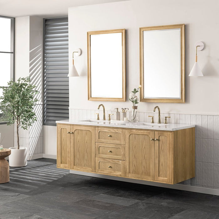 James Martin Vanities Laurent 72" Double Vanity, Light Natural Oak w/ 3 CM Top