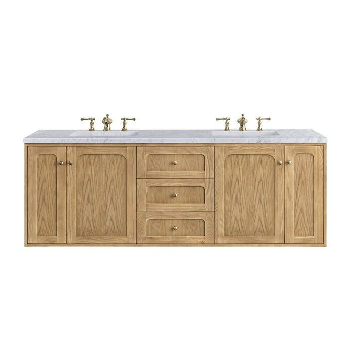 James Martin Vanities Laurent 72" Double Vanity, Light Natural Oak w/ 3 CM Top