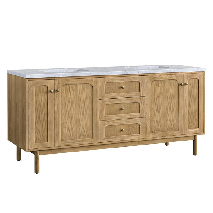 James Martin Vanities Laurent 72" Double Vanity, Light Natural Oak w/ 3 CM Top