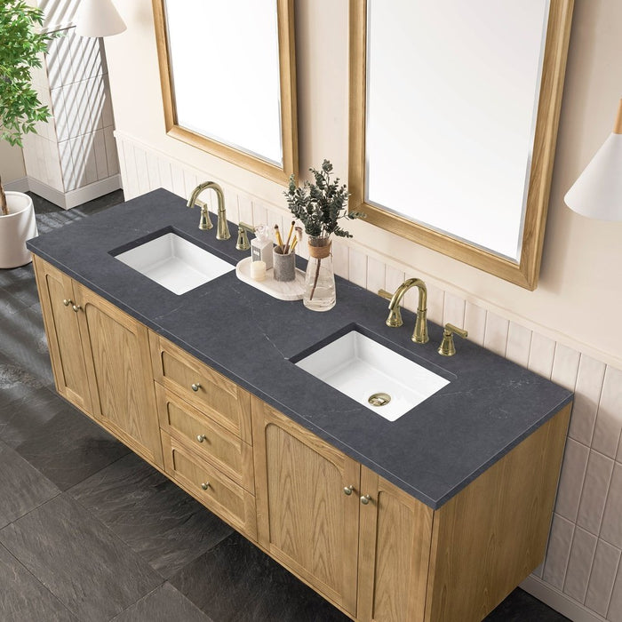 James Martin Vanities Laurent 72" Double Vanity, Light Natural Oak w/ 3 CM Top