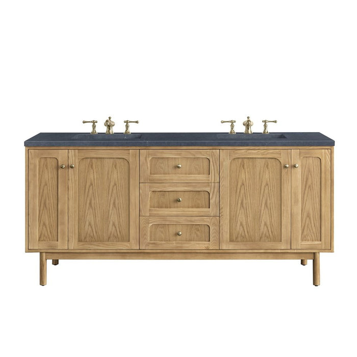 James Martin Vanities Laurent 72" Double Vanity, Light Natural Oak w/ 3 CM Top