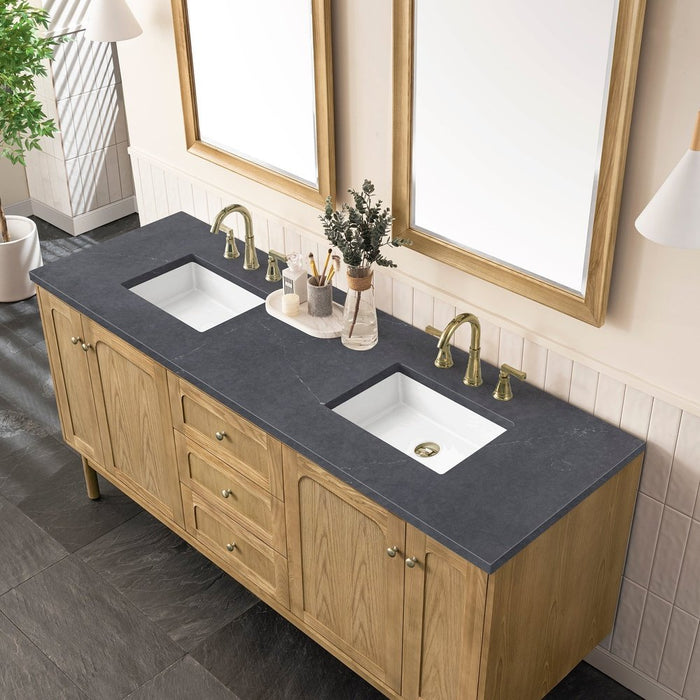 James Martin Vanities Laurent 72" Double Vanity, Light Natural Oak w/ 3 CM Top