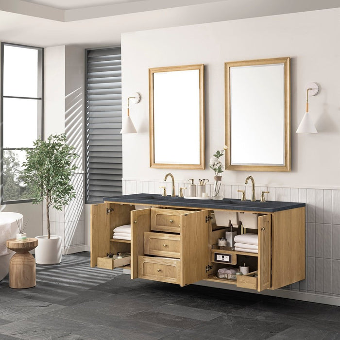 James Martin Vanities Laurent 72" Double Vanity, Light Natural Oak w/ 3 CM Top