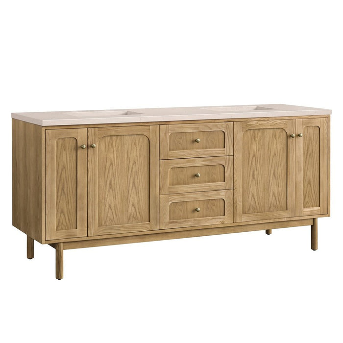 James Martin Vanities Laurent 72" Double Vanity, Light Natural Oak w/ 3 CM Top