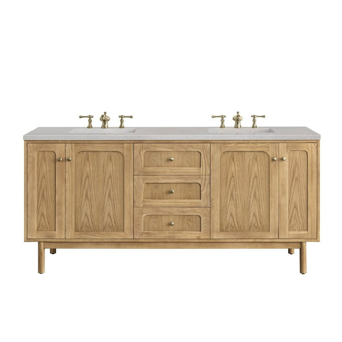 James Martin Vanities Laurent 72" Double Vanity, Light Natural Oak w/ 3 CM Top