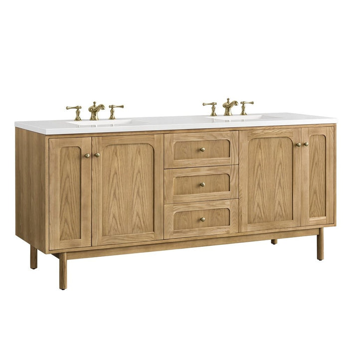 James Martin Vanities Laurent 72" Double Vanity, Light Natural Oak w/ 3 CM Top