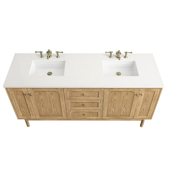 James Martin Vanities Laurent 72" Double Vanity, Light Natural Oak w/ 3 CM Top