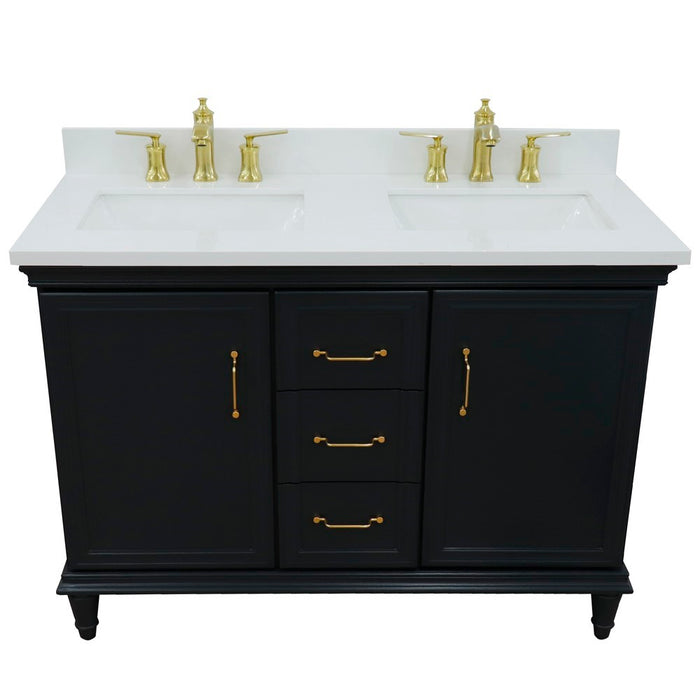 Bellaterra Home Forli 49" Double vanity in Dark Gray finish with White quartz and rectangle sink