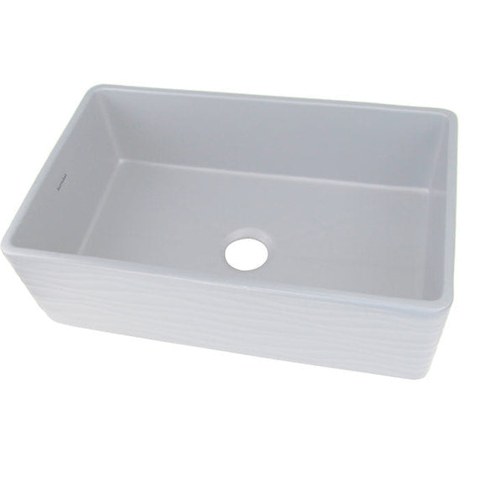 Nantucket Sinks 33 Inch Farmhouse Fireclay Sink with Waves Apron