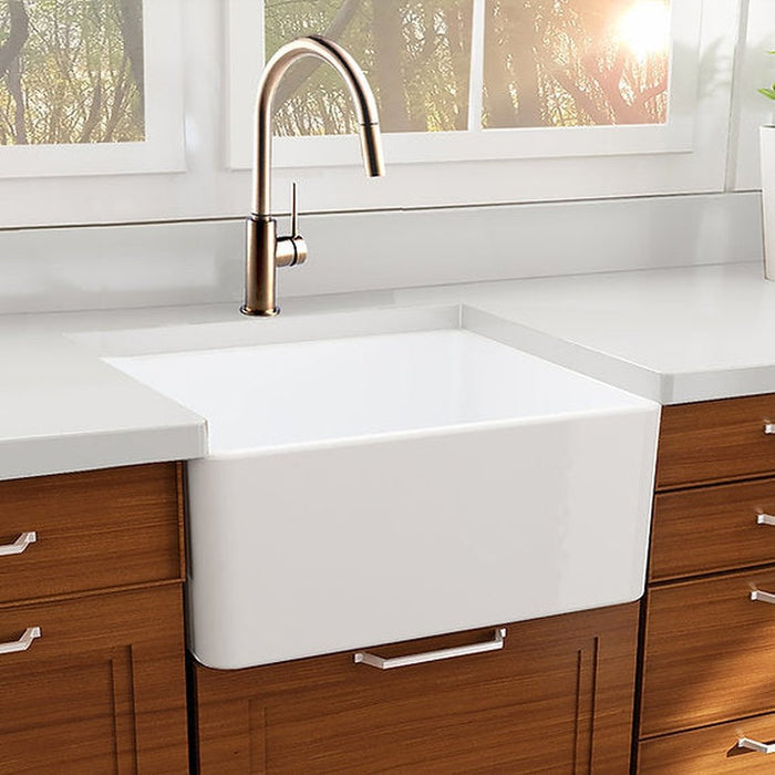 Nantucket Sinks 27 Inch Farmhouse Fireclay Sink with Drain and Grid