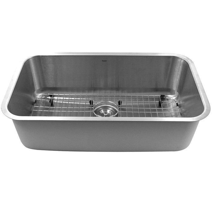 Nantucket Sinks 30 Inch Large Rectangle Single Bowl Undermount Stainless Steel Kitchen Sink, 10 Inches Deep