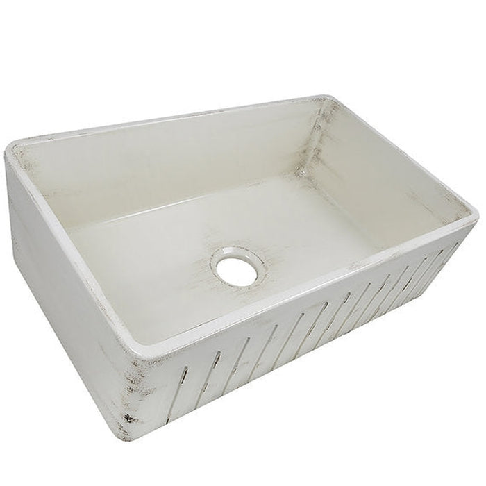 Nantucket Sinks 33-Inch Farmhouse Fireclay Sink with Shabby Straw Finish