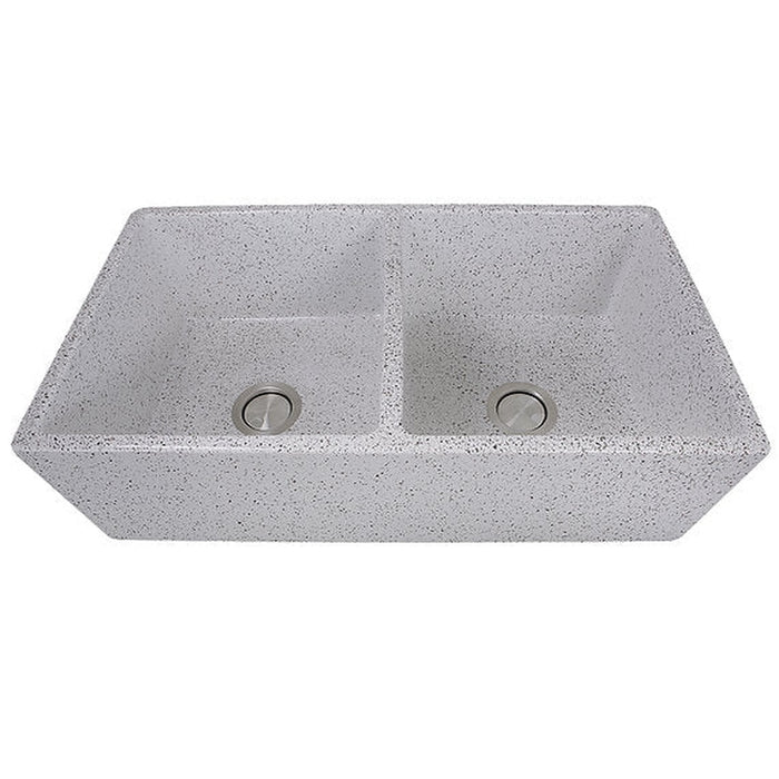 Nantucket Sinks Double Bowl Farmhouse Fireclay Sink with Pietra Sarda Finish