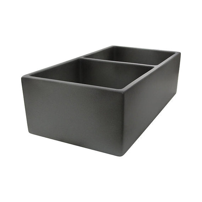 Nantucket Sinks Double Bowl Farmhouse Fireclay Sink with Concrete Finish