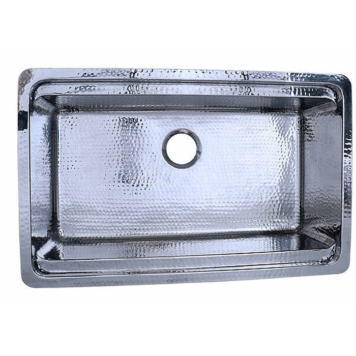 Nantucket Sinks Brightwork Collection Hammered Stainless Steel Large Single Bowl Prep Station Sink.  Sink includes Accacia Cutting Board