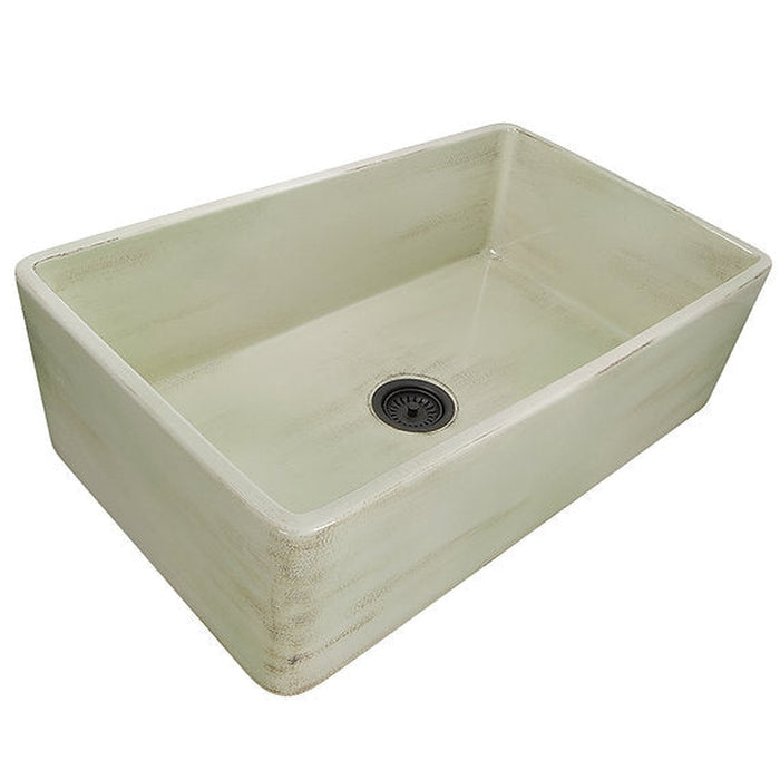 Nantucket Sinks 33-Inch Farmhouse Fireclay Sink with Shabby Green Finish