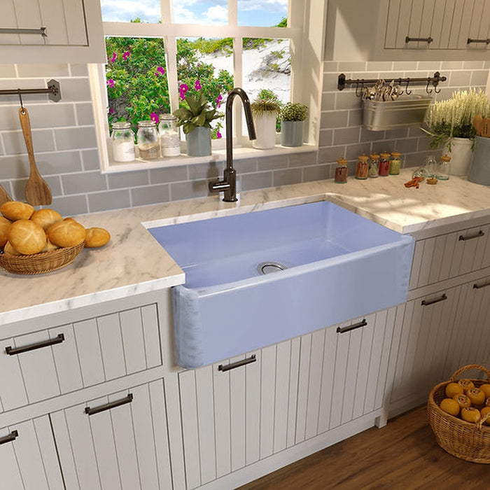 Nantucket Sinks 33-Inch Farmhouse Fireclay Sink with Shabby Sugar Finish