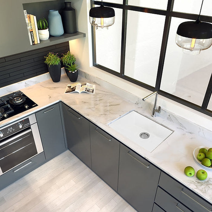 Nantucket Sinks Small Single Bowl Undermount Granite Composite White