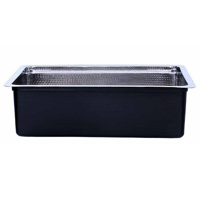 Nantucket Sinks Brightwork Collection Hammered Stainless Steel Large Single Bowl Prep Station Sink.  Sink includes Accacia Cutting Board